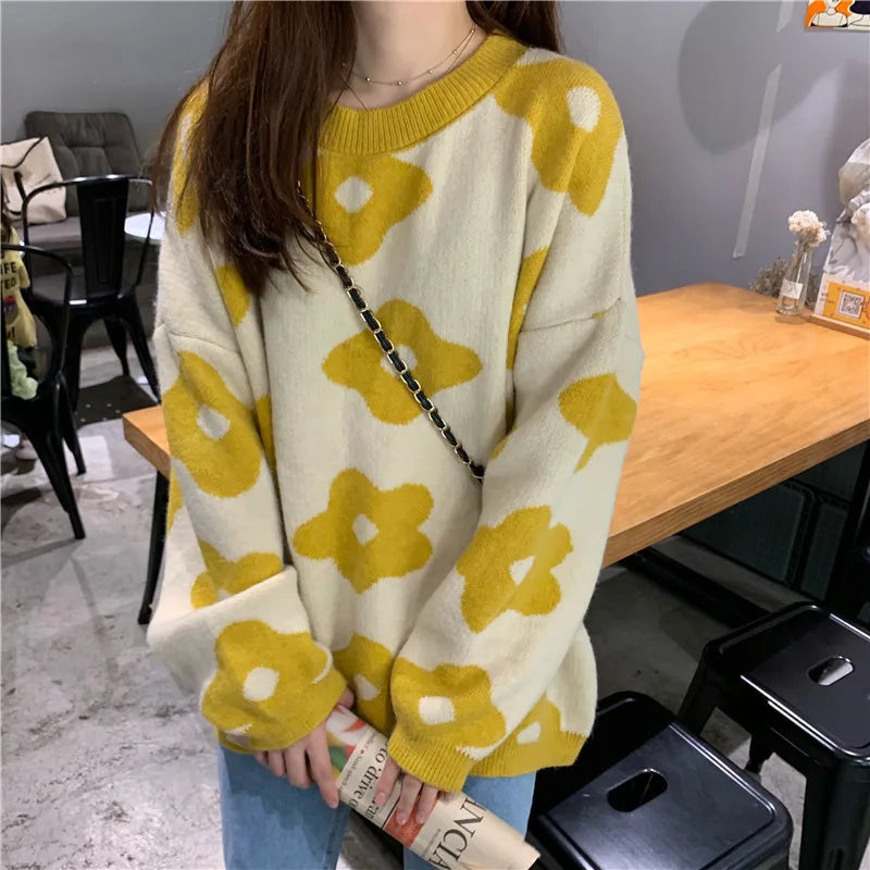 2021 ins new fashion Women Sweaters Winter Women Flower Sweaters over size women pullover sweaters