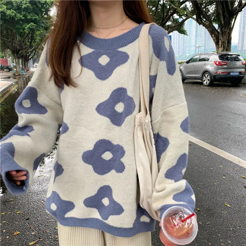 2021 ins new fashion Women Sweaters Winter Women Flower Sweaters over size women pullover sweaters