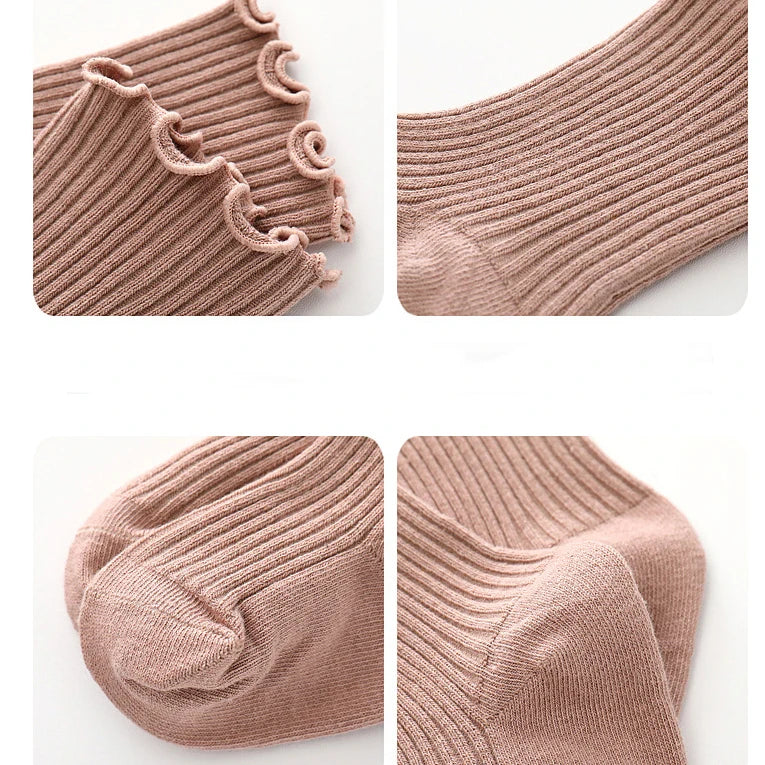 Mid tube Socks Baby Kids Girl Ruffled Candy Solid Color Autumn Winter Toddler Childrens Clothes Warm Socks calcetines for 0-7t