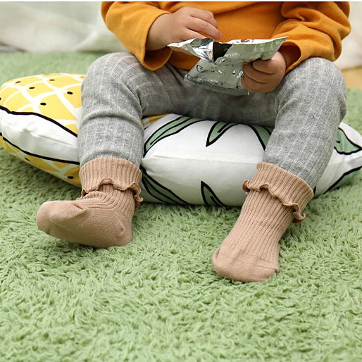 Mid tube Socks Baby Kids Girl Ruffled Candy Solid Color Autumn Winter Toddler Childrens Clothes Warm Socks calcetines for 0-7t