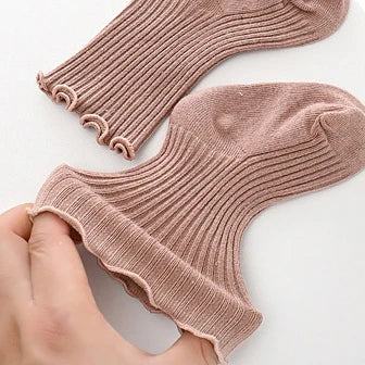 Mid tube Socks Baby Kids Girl Ruffled Candy Solid Color Autumn Winter Toddler Childrens Clothes Warm Socks calcetines for 0-7t