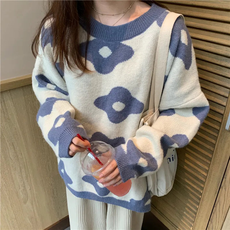 2021 ins new fashion Women Sweaters Winter Women Flower Sweaters over size women pullover sweaters