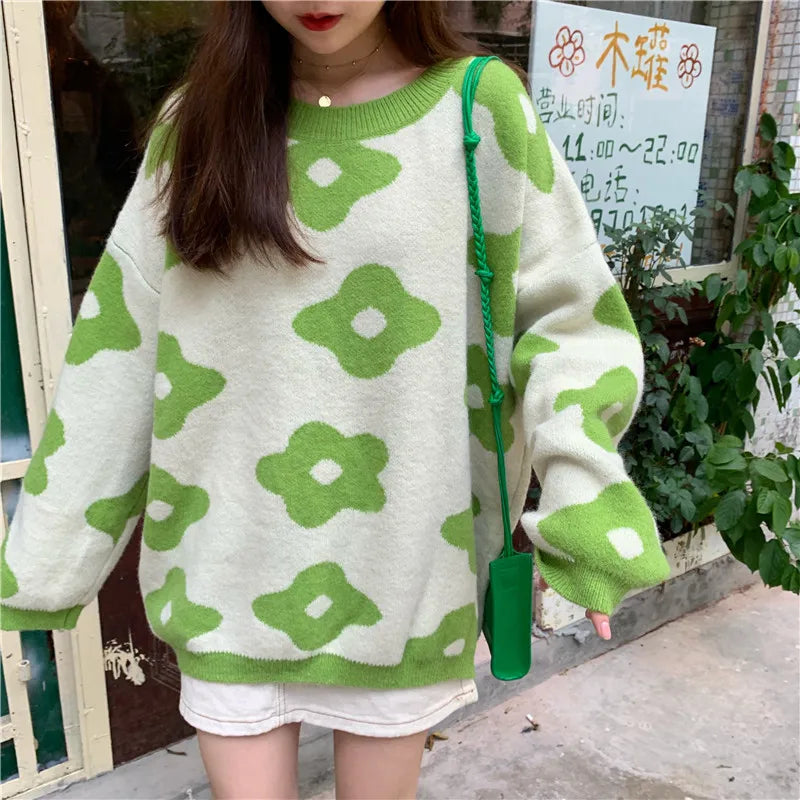 2021 ins new fashion Women Sweaters Winter Women Flower Sweaters over size women pullover sweaters