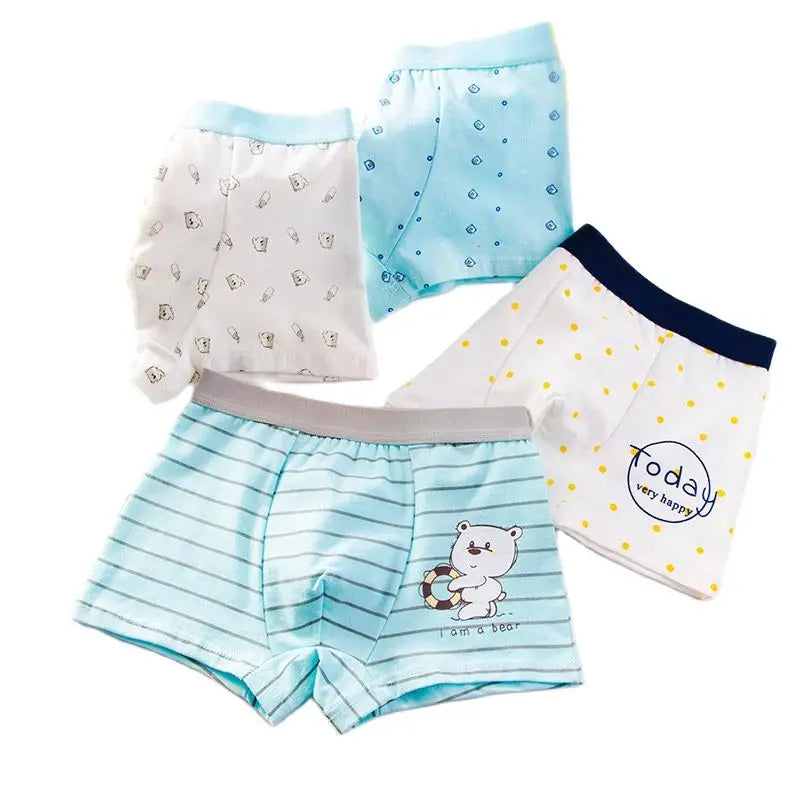 4Piece/lot Children's Underwear Pure Cotton Boys Boxer Underpants Cozy Boy Panties Big Childrens Shorts Mid Small Children Panty