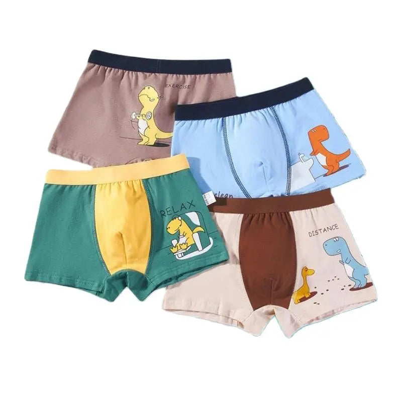 4Piece/lot Children's Underwear Pure Cotton Boys Boxer Underpants Cozy Boy Panties Big Childrens Shorts Mid Small Children Panty