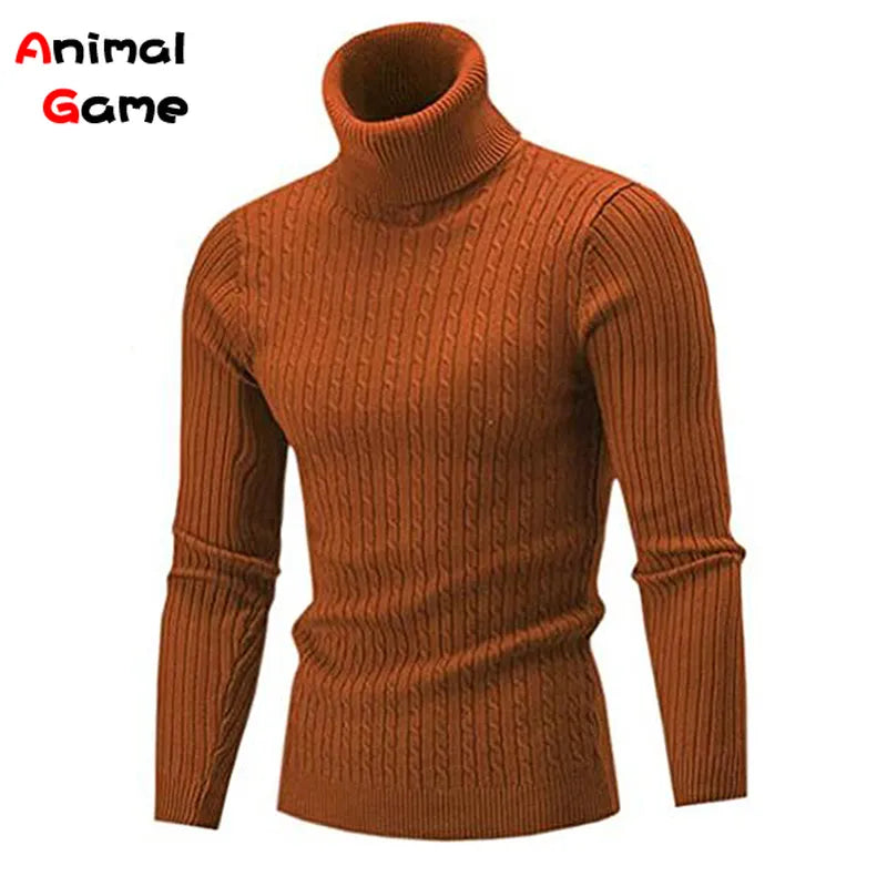 New Winter Warm Turtleneck Sweater Casual Men's Rollneck Warm Knitted Sweater Keep Warm Men Jumper Knit Woolen Sweater