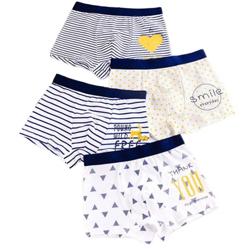 4Piece/lot Children's Underwear Pure Cotton Boys Boxer Underpants Cozy Boy Panties Big Childrens Shorts Mid Small Children Panty