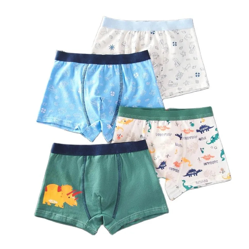 4Piece/lot Children's Underwear Pure Cotton Boys Boxer Underpants Cozy Boy Panties Big Childrens Shorts Mid Small Children Panty