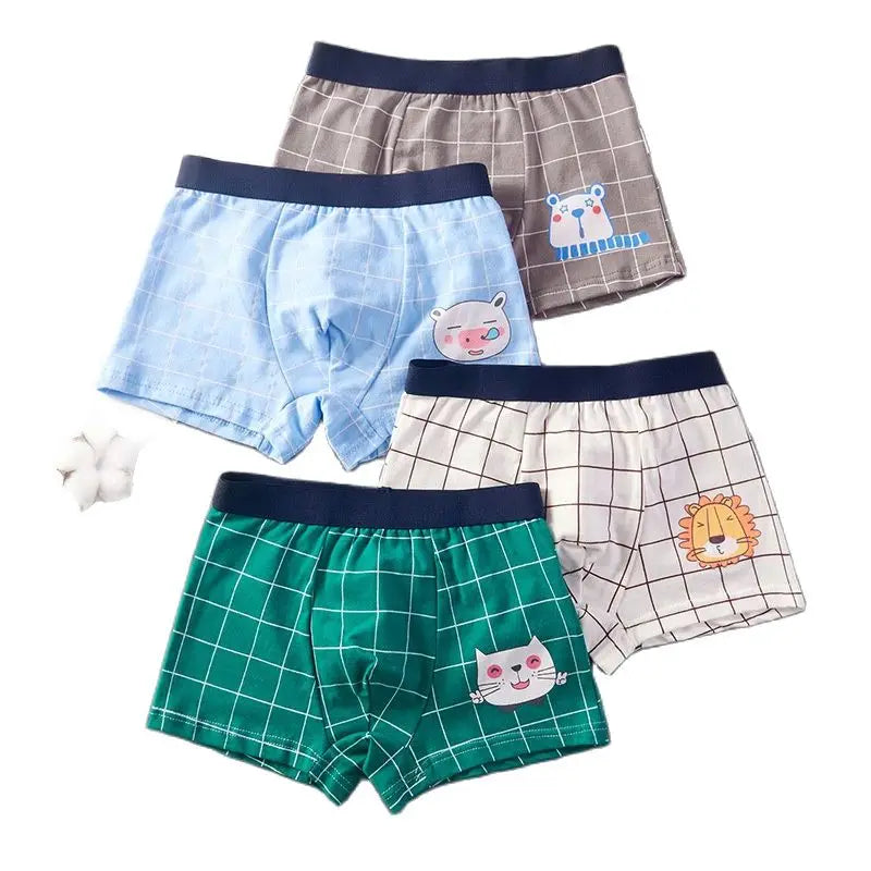 4Piece/lot Children's Underwear Pure Cotton Boys Boxer Underpants Cozy Boy Panties Big Childrens Shorts Mid Small Children Panty