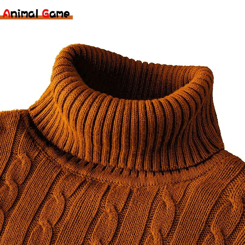 New Winter Warm Turtleneck Sweater Casual Men's Rollneck Warm Knitted Sweater Keep Warm Men Jumper Knit Woolen Sweater