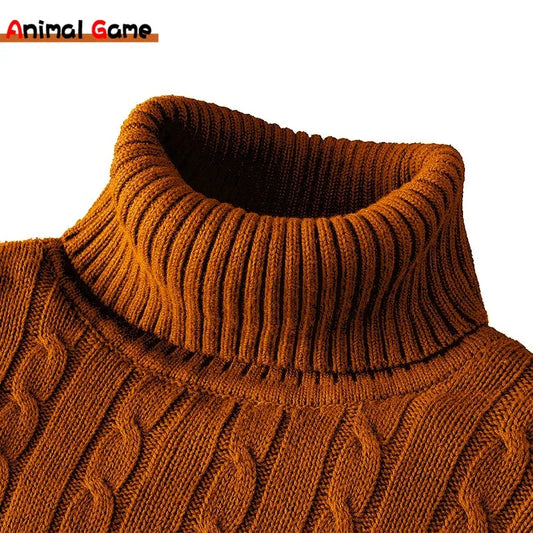 New Winter Warm Turtleneck Sweater Casual Men's Rollneck Warm Knitted Sweater Keep Warm Men Jumper  Knit Woolen Sweater