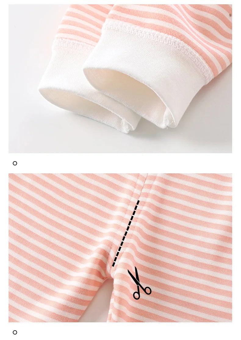 New striped plush warm children's clothing set for boys and girls pajamas clothing pants autumn and winter pajamas 0-5 years old