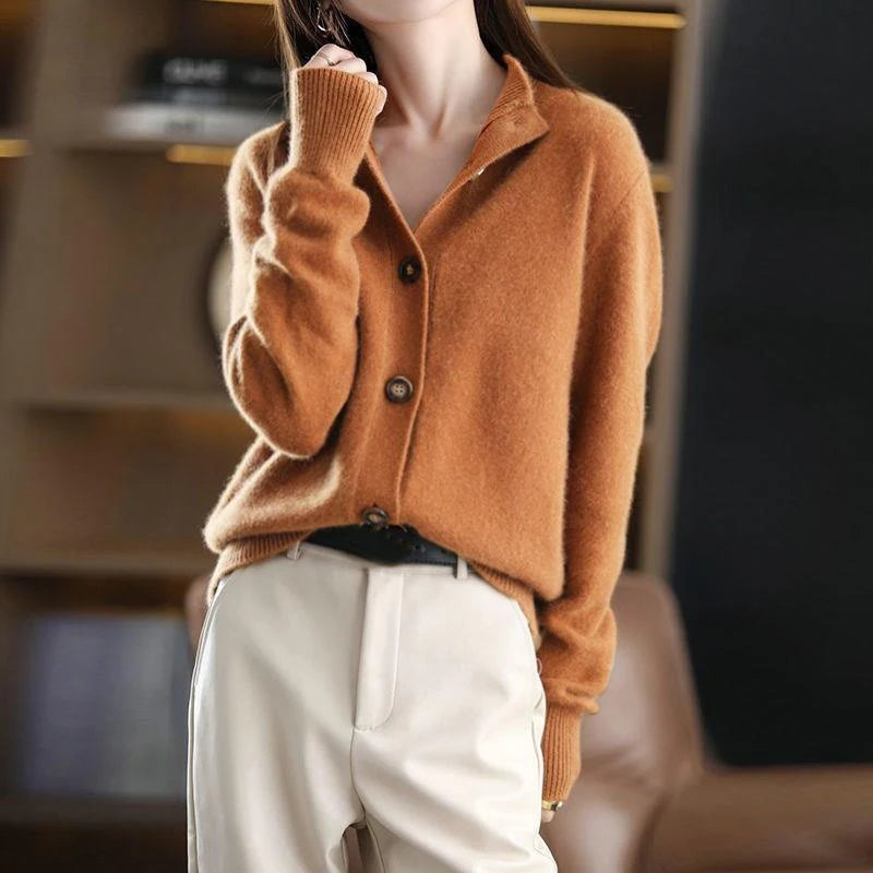 Elegant Single Breasted Knitted Cardigan Sweater Women Solid Long Sleeve Top Female Clothing 2022 New Autumn Winter Coat Jumpers