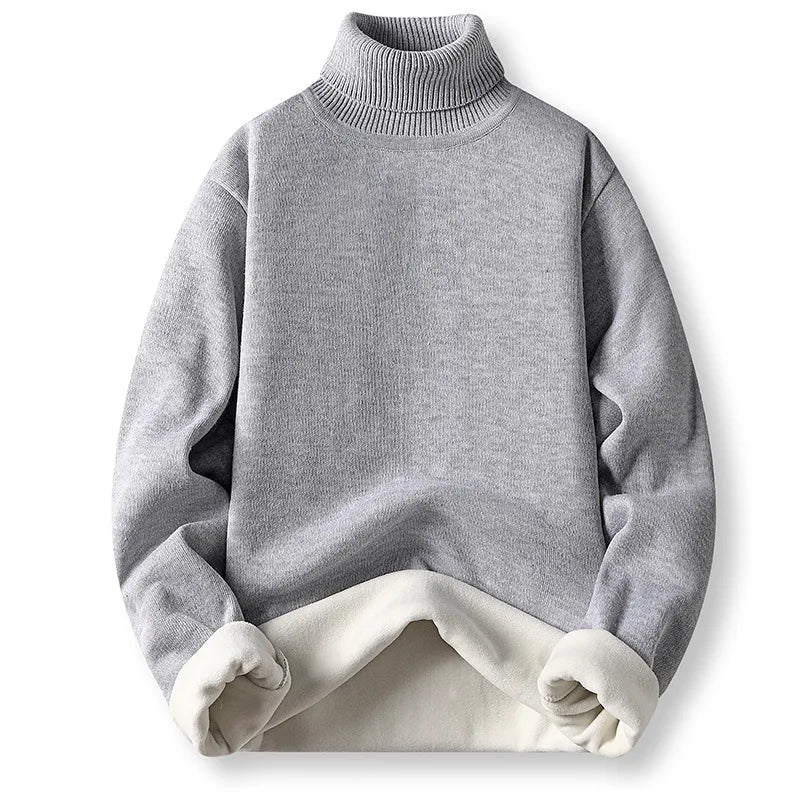 Winter Trend Sweaters Men's Solid Long Sleeved Turtleneck Pullover High Neck Fleece Warm Slim Fit Casual Sweater Jumper 3XL